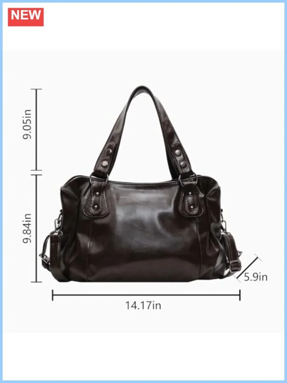 Vintage Faux Leather Hobo Shoulder Bag Large Capacity Crossbody Tote